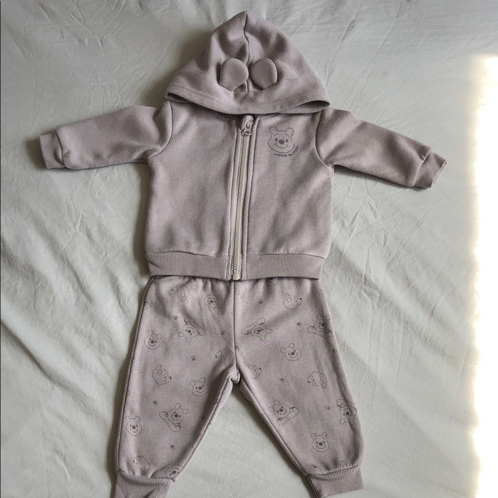 Disney Baby Hooded Sweatshirt Set in Light Beige